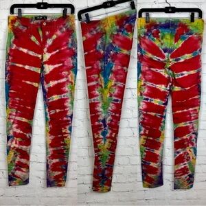 One of a Kind Just USA Black Label Upcycled Reverse Ice Tie Dyed Skinny Jeans